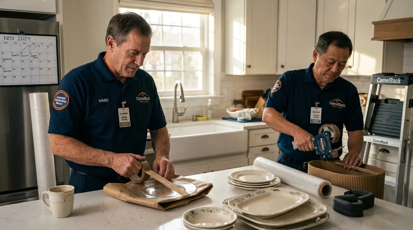 Professional crew packing kitchen dishware in Mifflinburg, PA